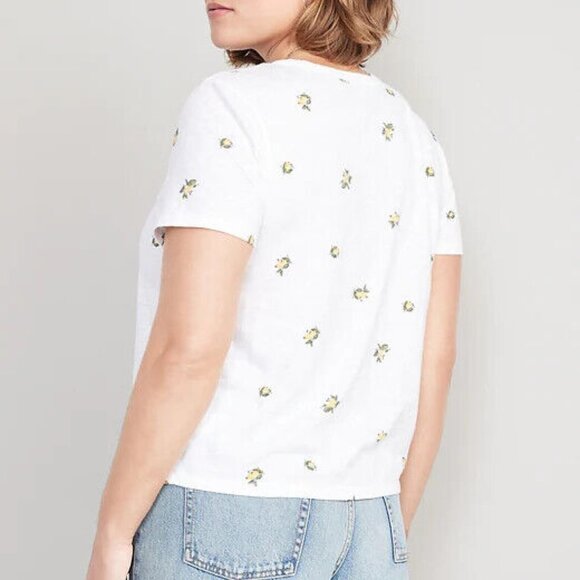 NWT Old Navy Soft EveryWear Lemons Printed Tee T-Shirt Crew-NeckWomen L XL - Picture 7 of 8
